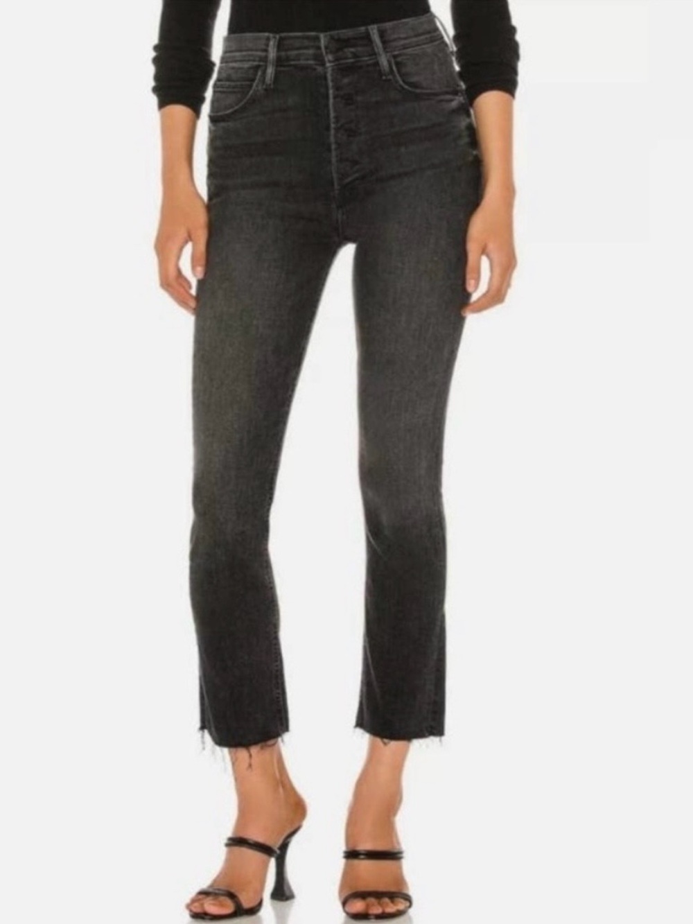 Mother The Pixie Ankle Fray Jeans in Night Shadow Black Women’s Size 27